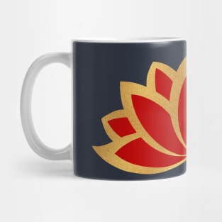 Red and gold lotus design , Traditional lotus Mug